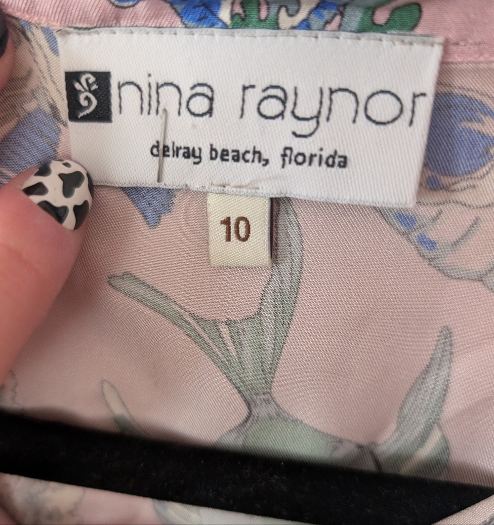 Nina Raynor Silk Fish Seahorse Shell Button Down Quirky Size 10‎ - Picture 2 of 8